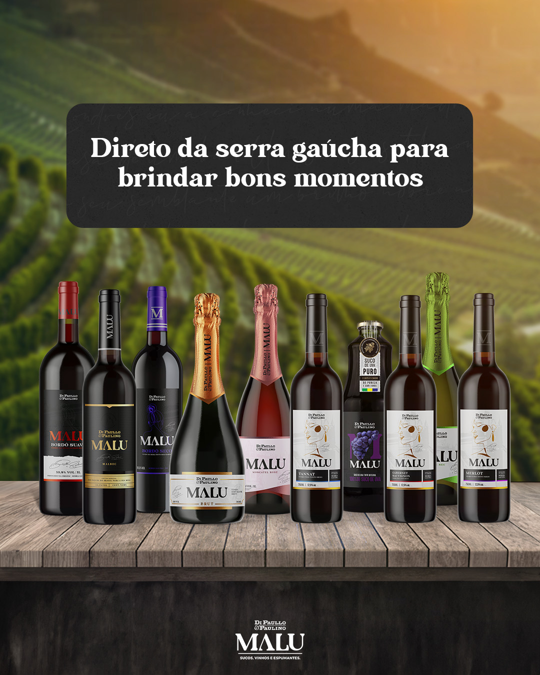 Publicação da Malu Vinhos: direto da Serra Gaúcha para brindar bons momentos